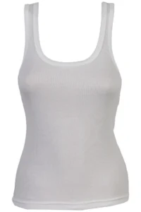 Nicoletta Women's Ribbed Camisole Thick Strap Basic Athlete ECRU - Image 2