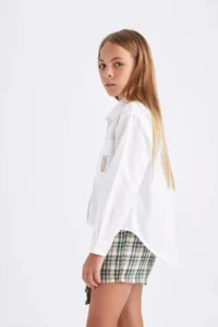 DeFacto Oversize Wide Fit Poplin White Long Sleeve School Shirt for Girls - Image 5