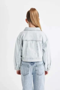 DeFacto School Buttoned Pocket Short Denim Jacket Girls - Image 7