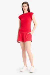 DeFacto Regular Fit Lace Waist Normal Waist Straight Leg Shorts