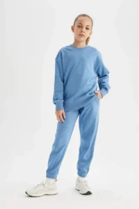 DeFacto Girls' Elastic Waist Pocket Jogger School Sweatpants