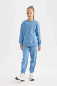 DeFacto Girls' Elastic Waist Pocket Jogger School Sweatpants - Image 3