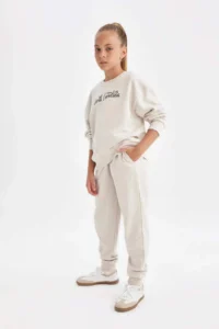 DeFacto Girls' Elastic Waist Pocket Jogger School Sweatpants - Image 2