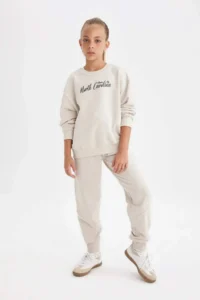 DeFacto Girls' Elastic Waist Pocket Jogger School Sweatpants - Image 3