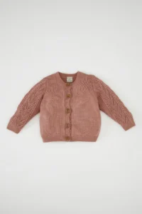 DeFacto Baby Girl Basic Plain Knitwear Crew Neck Buttoned Cardigan C7905a524au