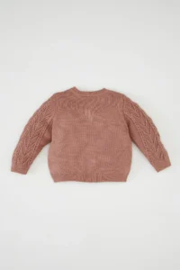 DeFacto Baby Girl Basic Plain Knitwear Crew Neck Buttoned Cardigan C7905a524au - Image 5