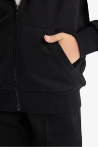 DeFacto Basic Plain Hooded School Zipper Sweatshirt Girl - Image 5