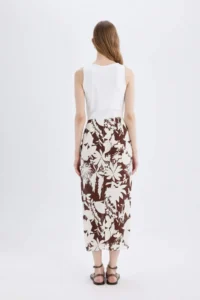 DeFacto Floral Patterned Normal Waist Viscose Slit Maxi Skirt - Image 6