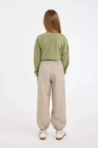 DeFacto Girl's Elastic Waist and Leg Pocket Cotton Parachute Trousers - Image 5