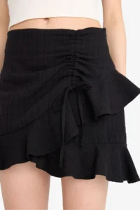 DeFacto Normal Waist Basic Plain Linen Look Flounced Mini Skirt - Image 5