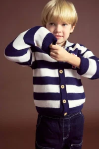 DeFacto Striped Letter Embroidered Buttoned Knitwear Cardigan for Baby Boy