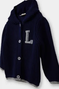 DeFacto Knitwear Hooded Letter Embroidered Buttoned Cardigan for Baby Boy - Image 2