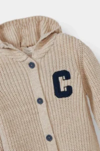 DeFacto Knitwear Hooded Letter Embroidered Buttoned Cardigan for Baby Boy - Image 2