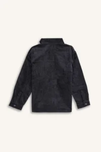 DeFacto Oversize Wide Fit Polo Collar Velvet Long Sleeve Shirt Boy - Image 3