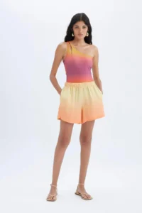 DeFacto High Waist Short Hem Satin Shorts