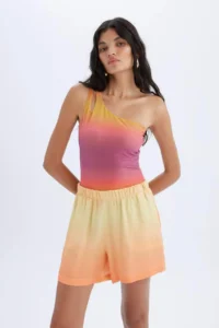 DeFacto High Waist Short Hem Satin Shorts - Image 2