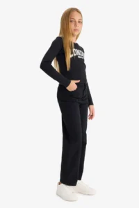 DeFacto Straight Fit Wide Leg Pocket Cotton School Trousers Girls - Image 4