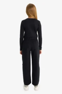 DeFacto Straight Fit Wide Leg Pocket Cotton School Trousers Girls - Image 8