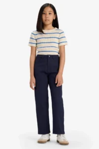 DeFacto Straight Fit Wide Leg Pocket Cotton School Trousers Girls - Image 3