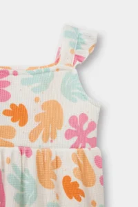 DeFacto Baby Girl Floral Strap Waffle Sleeveless Dress - Image 2