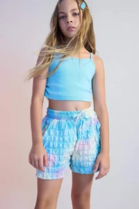 DeFacto Girls' Batik Patterned Crepe Shorts - Image 3