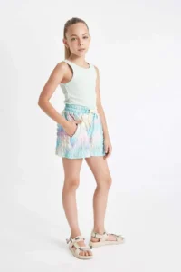 DeFacto Girls' Batik Patterned Crepe Shorts - Image 5