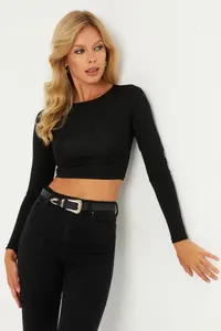Cool & Sexy Women Black Short Blouse - Image 2