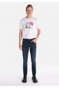 Colin's slim Fit Low Waist Narrow Leg Men's Dark Indigo Jeans Trousers - Image 3