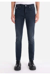 Colin's slim Fit Low Waist Narrow Leg Men's Dark Indigo Jeans Trousers - Image 4