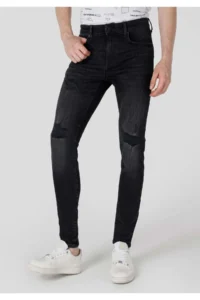 Colin's slim Fit Low Waist Narrow Leg Men's Black Jeans Pants - Image 4