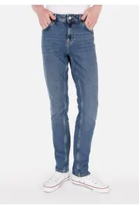 Colin's Straight Fit Low Waist Straight Leg Men's Navy Blue Jean Denim Trousers - Image 4