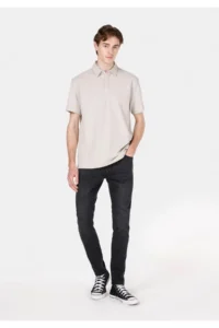 Colin's slim Fit Zippered Men's Black Black denim Jeans Trousers - Image 3