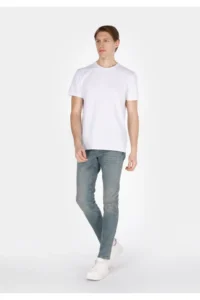 Colin's slim Fit Low Waist Narrow Leg Pocket Men's Green Cast denim Jeans Trousers - Image 3