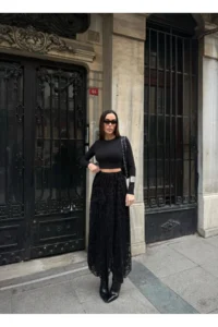 Cool & Sexy High Waist Lace Detailed Maxi Size Skirt - Image 3