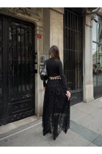 Cool & Sexy High Waist Lace Detailed Maxi Size Skirt - Image 4