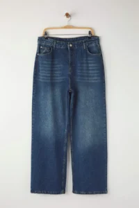 Trendyol Curve Mavi High Waist Wide Leg denim plus size jeans - Image 5