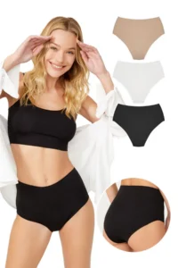 Cottonhill High Waist Basic Laser Cut Bikini Panties 3 Pack - 6