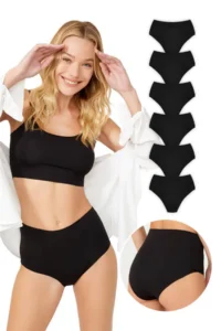 Cottonhill High Waist Basic Laser Cut Bikini Panties 6 Pack