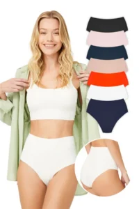 Cottonhill High Waist Basic Laser Cut Bikini Panties 7 Pack