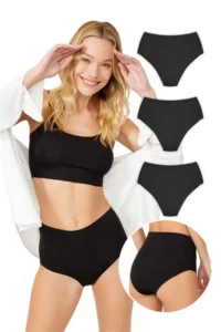 Cottonhill High Waist Basic Laser Cut Bikini Panties 3 Pack - 5