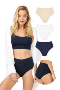 Cottonhill High Waist Basic Laser Cut Bikini Panties 3 Pack - 3