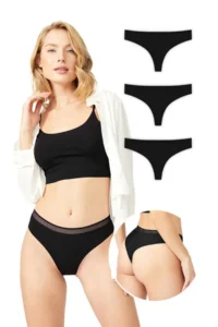 Cottonhill Basic Laser Cut Mesh Elastic Brazilian Panties 3 Pack - 4 - Image 2