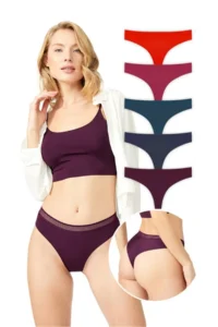 Cottonhill Basic Laser Cut Mesh Elastic Brazilian Panties 5 Pack - 2 - Image 2
