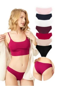 Cottonhill Basic Non-Marking Laser Cut Women's Bikini Panties 7 Pack - 2