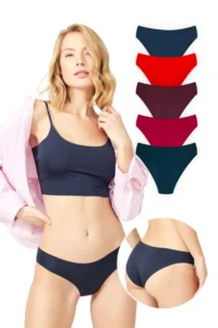 Cottonhill Basic Non-Marking Laser Cut Women's Bikini Panties 5 Pack - 2