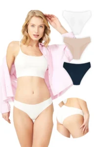 Cottonhill Classic Basic Laser Cut Bikini Panties 3 Pack - 2