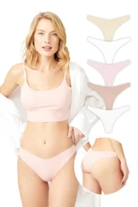 Cottonhill Basic Non-Marking Laser Cut Brazilian Panties 5 Pack - Image 2