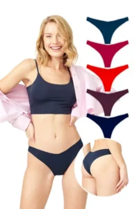 Cottonhill Basic Non-Marking Laser Cut Brazilian Panties 5 Pack - 2 - Image 2