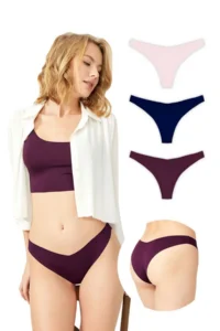 Cottonhill Basic Non-Marking Laser Cut Women's Brazilian Panties 3 Pack - 4 - Image 2
