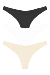 Cottonhill Basic Non-Marking Laser Cut Women's Brazilian Panties 3 Pack - 5
